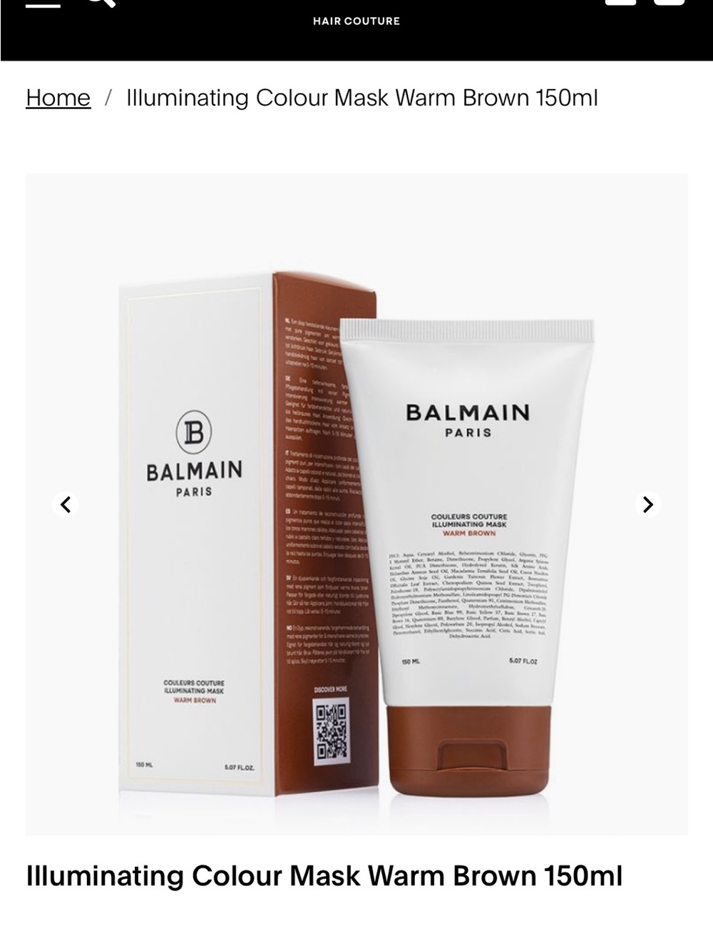 Balmain Illuminating Colour Mask - Brown & White Tube